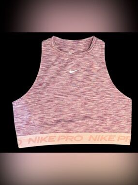 Nike Pro Dri-FIT Womens Medium Pink Space Dye Longline Crop Tank Top/ Sports Bra